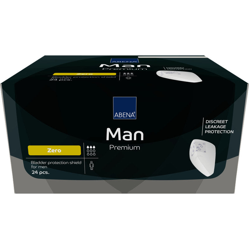 ABENA Man Zero, Premium | Confezione (24 pezzi) di Abena Re-Seller GmbH offre protezione discreta con assorbenza "Zero". La confezione elegante nera contiene 24 pezzi per una protezione affidabile e discreta in caso di lieve incontinenza.