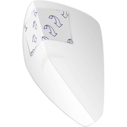 Una pellicola adesiva bianca a forma di specchietti per auto, con retro removibile e simboli a freccia per una facile rimozione - simile alla protezione discreta di ABENA Man Zero, Premium di Abena Re-Seller GmbH (confezione da 24 pezzi).