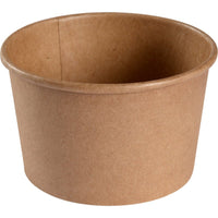 Un bol de 240 ml, d'un diamètre de 9,7 cm, de la marque Abena Re-Seller GmbH, est représenté en kraft marron/PE sur fond blanc. Le bol présente une surface lisse et un bord roulé. Le paquet contient 50 pièces.