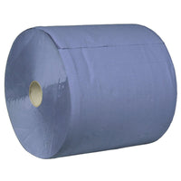 È raffigurato un grande rotolo da officina blu della Abena Re-Seller GmbH, a 3 veli (35,7 cm x 345 m), con anima in cartone, disposto lateralmente su uno sfondo bianco a tinta unita.