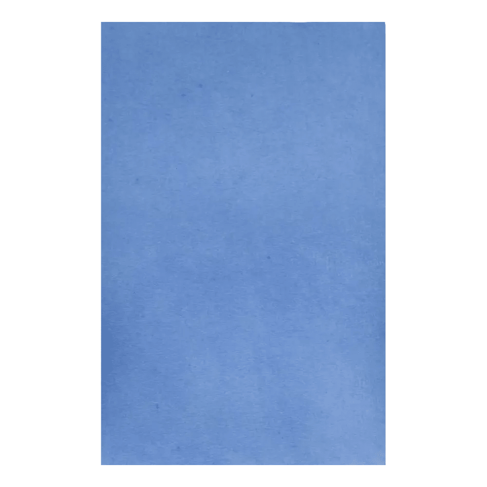 Ein glatter, himmelblauer Stoff, der dem strukturierten AMPri Dental Kreppauflage Tray-Filterpapier ähnelt, das von der AMPri Handelsgesellschaft mbH häufig in Zahnarztpraxen verwendet wird, füllt den gesamten Rahmen mit einem einheitlichen Blauton.