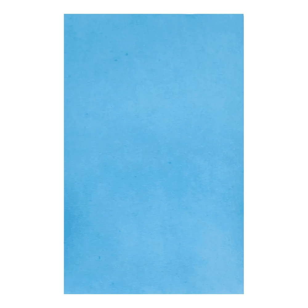 Ein glattes blaues Blatt Papier, ähnlich dem in der Zahnbehandlung häufig verwendeten AMPri Dental Kreppauflage Tray-Filterpapier 18 x 28 cm der AMPri Handelsgesellschaft mbH, füllt den gesamten Rahmen aus.