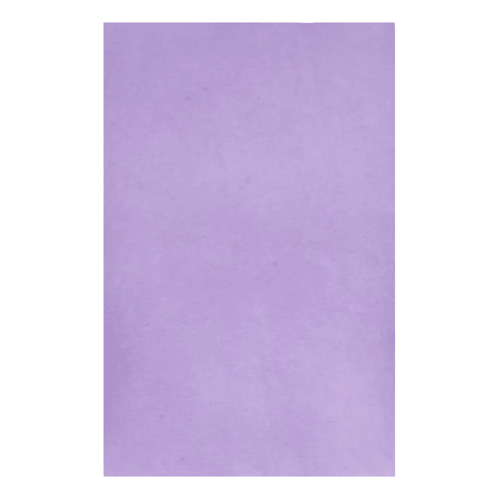 Ein einfaches Blatt AMPri Dental Kreppauflage Tray-Filterpapier in Lila mit einer glatten Textur, die an hochwertiges Papier erinnert. Dieses Produkt der AMPri Handelsgesellschaft mbH weist einen gleichmäßigen und makellosen Lilaton auf, der durch seinen neutralen Hintergrund noch verstärkt wird und seine Schlichtheit unterstreicht.