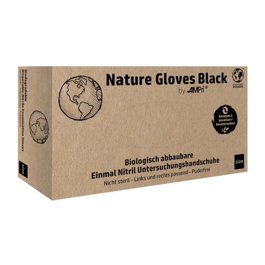 Ampri Nature Gloves Giodegradabili in nitrile nere biodegradabili, nero | Box (100 pezzi)