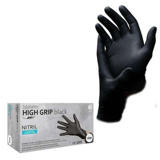 Ampri Solidsafety High Grip Black Nitril Chimica Protezione Chimica Black S - XXL