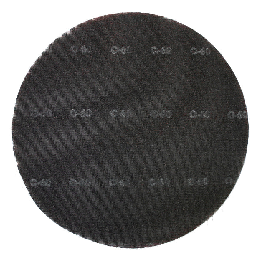 Abgebildet ist eine runde, flache, schwarze Arcora Profi Gitterleinen Pads Schleifgitter 17'' Schleifscheibe der Arcora International GmbH von oben auf weißem Hintergrund.