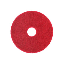 Das Arcora Superpad Rot Unterhaltsreinigung von Arcora International GmbH, konzipiert für den Einsatz mit Scheuersaugautomaten oder Spritzreinigern bis 400 U/min, ist in rot mit Mittelloch auf weißem Hintergrund dargestellt.