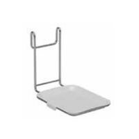 The Novocal Drip Tray for DMS 10 with Stainless Steel Mount—Clip-On Model for Round Tubing (1 piece) is a minimalist, functional, rectangular tray with two vertical rods, ideal for storing or displaying items.