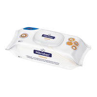 A package of BODE Mikrobac® Tissues surface disinfectant wipes labeled “alcohol-free” contains 80 wipes. The packaging is predominantly white with blue and orange accents and is manufactured by Paul Hartmann AG.