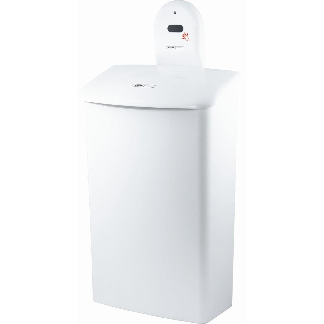 Die CWS ParadiseLine Wandhalterung zu Hygienebox 575000 ist eine weiße, rechteckige Halterung von CWS, die für den freihändigen Einsatz mit kompatiblen Hygieneboxen konzipiert ist.