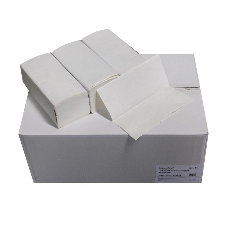 Ein Karton (20 Packungen) Diversey Falthandtücher V-Faltung 2-lagig, naturweiß, aus Recyclingpapier, kompatibel mit Spender D1228913-ideal für hygienisches Händetrocknen.