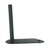 The Diversey Protect Trolley Roll Holder from Diversey Deutschland GmbH & Co. OHG is a black metal stand designed to hold wipes rolls. It consists of a vertical cylindrical rod mounted on a flat rectangular base with a circular indentation in one corner.