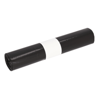 A roll of DEISS LDPE trash bags (35 liters, black) from EMIL DEISS KG (GmbH + Co.), made of tear-resistant LDPE, features a white label wrapped around the middle against a pristine white background.