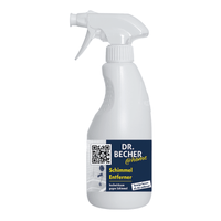 A spray bottle containing the mold remover DR.BECHER @home | Bottle (500 ml) of Dr. Becher GmbH. The bottle is white with a blue, yellow, and black label featuring a QR code, the product name, and instructions for use.