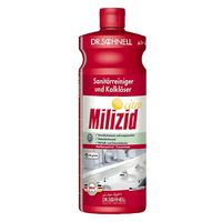 Eine rote Flasche Dr. Schnell CimoCid Free Händedesinfektion der DR.SCHNELL GmbH & Co. KGaA, mit einem weißen Etikett mit deutschem Text und einem Bild von sauberen Händen.