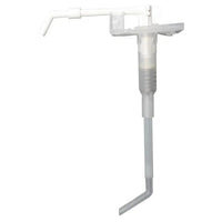 La pompa in plastica Dr. Schumacher della Dr. Schumacher GmbH è una pompa dosatrice bianca e robusta, dotata di un tubo lungo e angolato e di un beccuccio orizzontale: ideale per l'erogazione di liquidi da contenitori di grandi dimensioni.