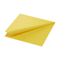 A folded yellow Duni Tissue napkin measuring 33 x 33 cm from Duni GmbH, featuring a subtle embossed pattern along one edge, three-ply, and fully compostable.
