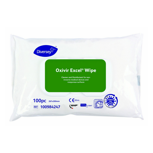 Diversey Oxivir® Excel Wipe Desinfektionstücher mit breitem Wirkungsspektrum | Packung (100 Tücher)