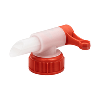 The Dr. Schnell The threaded dispensing spout from DR.SCHNELL GmbH & Co. KGaA is a red-and-white plastic dispensing spout with a twist-off cap, ideal for dispensing liquids from containers such as a 20-liter canister, shown against a white background.