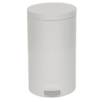 The Novocal Pedal Trash Can (1 piece) is a round, white pedal trash can with a solid steel lid and a foot pedal made of painted sheet steel, shown against a white background.