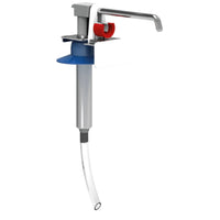 La pompa in acciaio inossidabile Novocal per dispenser di disinfettante da 500 ml presenta una struttura in metallo e plastica, un lungo tubo trasparente, un collare blu e un tappo rosso in prossimità dell’impugnatura: è perfetta per l’erogazione di disinfettanti. Confezione: 1 pezzo. Marca: Novocal.