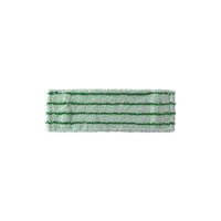La photo représente un tampon de nettoyage Arcora RUNNER GREEN - FC SANS COUCHE SUPÉRIEURE de la société Arcora International GmbH, orné de rayures vertes horizontales sur fond blanc, destiné au nettoyage écologique des sols.