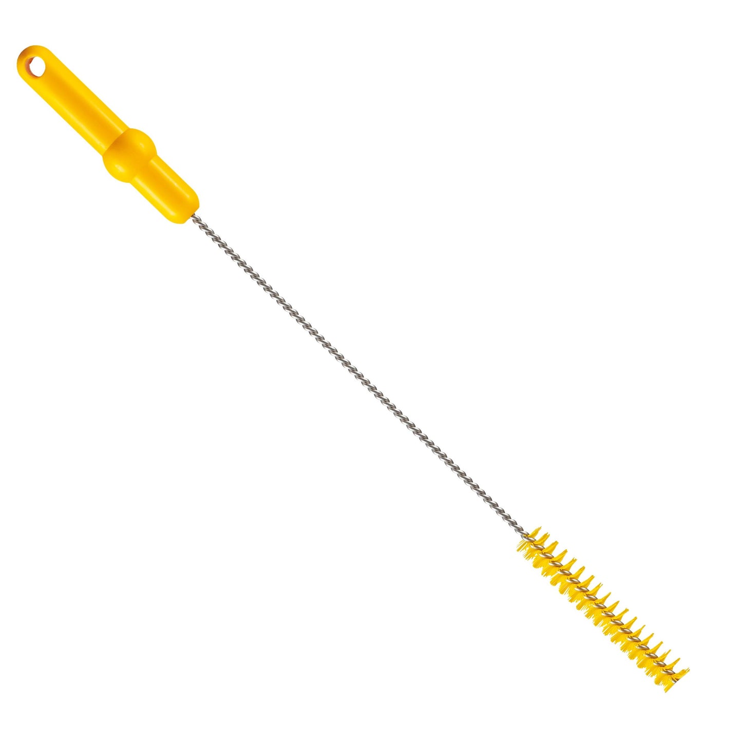 La Haug Bürsten KG Haug spazzola per tubi con filo in acciaio inossidabile V2A PP PBT rigido (500 x Ø20 mm) in giallo è ideale per la pulizia di bottiglie, contenitori stretti o come spazzola professionale per compiti di pulizia dei tubi.