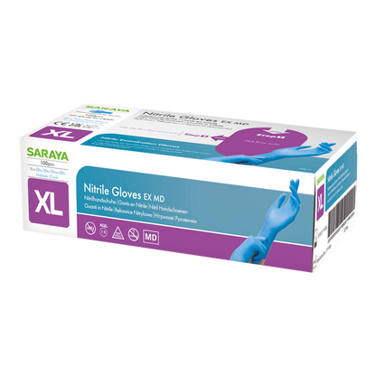 Saraya nitrile disposable gloves EX MD blue