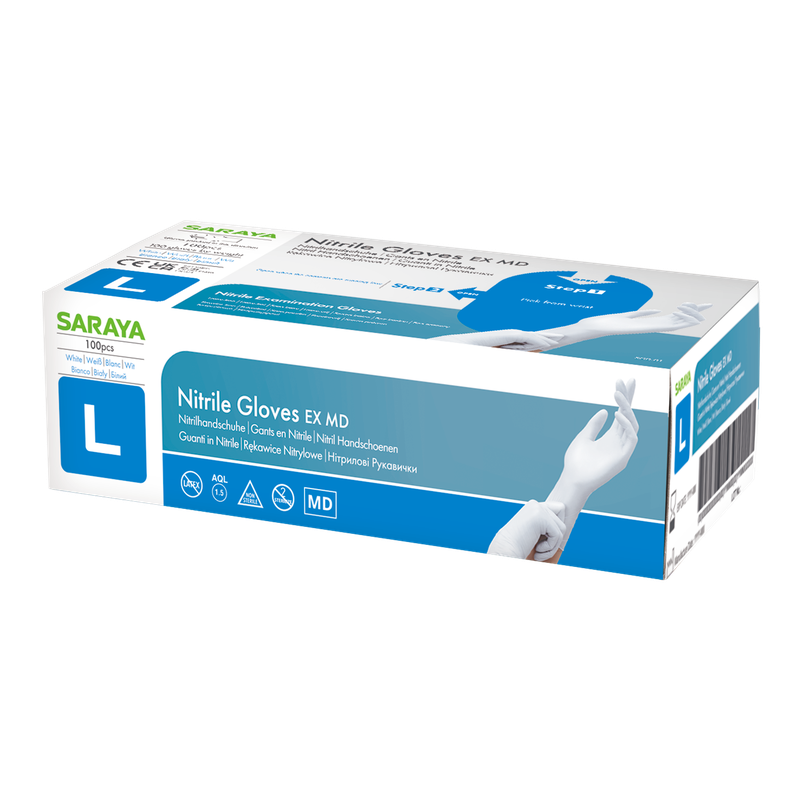 Saraya nitrile disposable gloves EX MD white