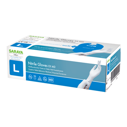 Saraya nitrile disposable gloves EX MD white