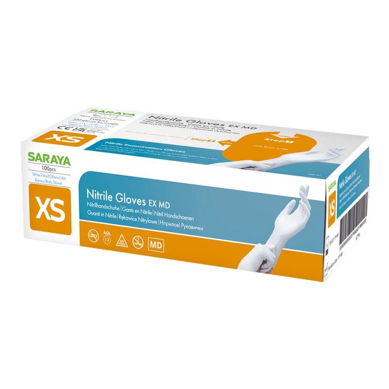 Saraya nitrile disposable gloves EX MD white