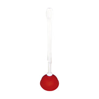 L'ASPIRATORE PER SGUCCIATURA CON MANICO IN PLASTICA BIANCA, GOMMA, ø 135X515MM di Haug Bürsten La KG è raffigurata in posizione eretta, con una testa di gomma rossa e un lungo manico di plastica bianca, su uno sfondo bianco semplice.