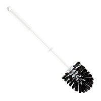 The Haug Bürsten KG Round Toilet Brush, small, with black PP bristles (ø0.35 mm, medium), 365 x ø75 mm, features a long handle and a round head—ideal for efficient toilet cleaning.