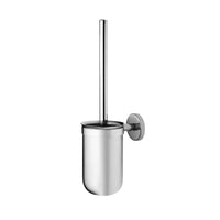 The Haug Bürsten KG Stainless Steel Wall-Mounted Toilet Brush Holder, with Round Brush (145xø90x365 mm) is a simple, wall-mounted stainless steel toilet brush holder—an essential bathroom accessory with a cylindrical design and vertical handle.