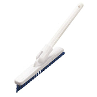 The Haug Bürsten The FUGENBÜRSTE KG with a short handle features hard blue 0.60 mm PP bristles and a white rectangular handle (220 x 35 x 25 mm) with a hanging hole, making it ideal for scrubbing surfaces.