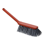The METAL DETECT HAND BROOM from Haug Bürsten KG with gray PBT bristles (ø0.60 mm, 310x40x45 mm) on a white background—the ideal cleaning tool for a wide range of applications.