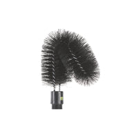 A black, flexible, twisted ESD EXTERNAL PIPE BRUSH from Haug Bürsten A brush with dense, antistatic nylon bristles (ø 0.30 mm, soft), a plastic threaded base, and a curved shape is shown against a white background. Dimensions: 190 x ø65 x 70 mm.