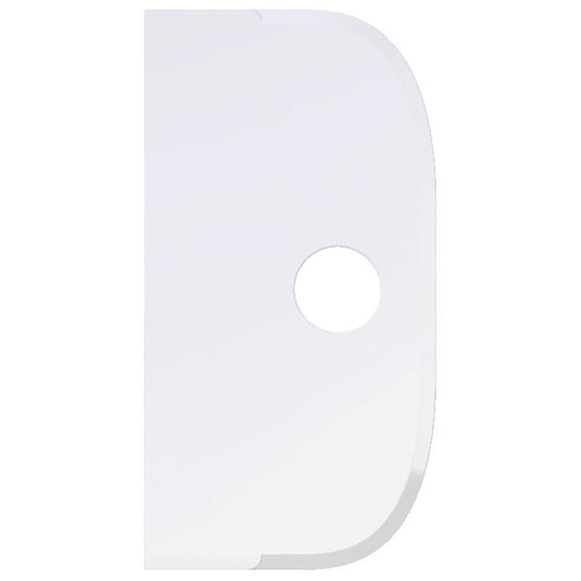 The LARGE, PP, FLEXIBLE SCRAPER, 230x118mm from Haug Bürsten KG is a white, rectangular polypropylene scraper with rounded edges, a curved right side, and a circular hole in the center. The background is solid white.