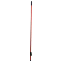 The IN-UP broomstick from Haug Bürsten A red steel tube (outer diameter 21 mm, 1300 mm long) with black plastic ends stands vertically against a white background.