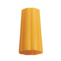Un dado di copertura giallo, diametro esterno 25 mm, giallo (Benetton) di Haug Bürsten KG è raffigurato in posizione eretta su uno sfondo bianco, mettendo in risalto la sua forma conica e la superficie esterna ondulata. Dimensioni: 74 x ø42 mm.