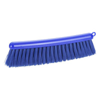 La Haug Bürsten KG MEHLBESEN, BLU/PBT BLU NON INTAGLIATO, con setole morbide da 0,25 mm e una testina in plastica blu lunga 290 mm, è ideale per la lavorazione degli alimenti ed è dotato di un foro per l’appensione. Raffigurato su sfondo bianco.