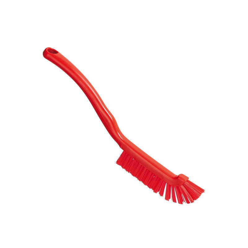 La SPAZZOLA PER GIUNTURE ø 0,50MM DURA di Haug Bürsten KG ha setole robuste e un lungo manico leggermente curvato con foro per appenderla - ideale per la pulizia delle giunzioni. Raffigurata su sfondo bianco. Dimensioni: 220x15x19mm.