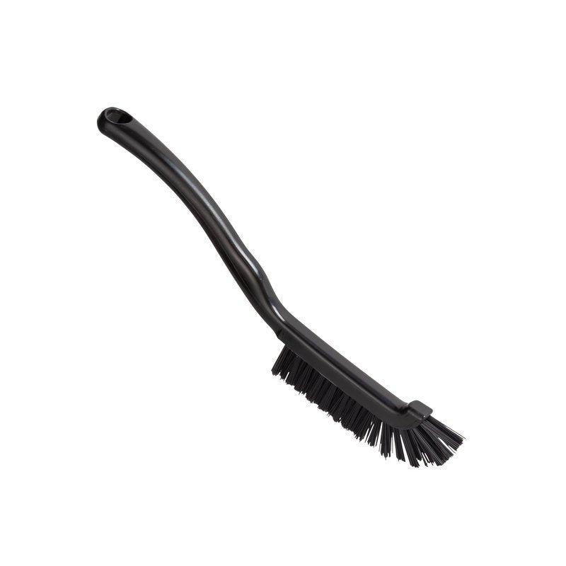 La SPAZZOLA PER GIUNTURE, ø 0,50MM DURA (220x15x19mm) di Haug Bürsten KG ha setole robuste e un lungo manico leggermente curvato, perfetto per strofinare le superfici; rappresentata diagonalmente su sfondo bianco.