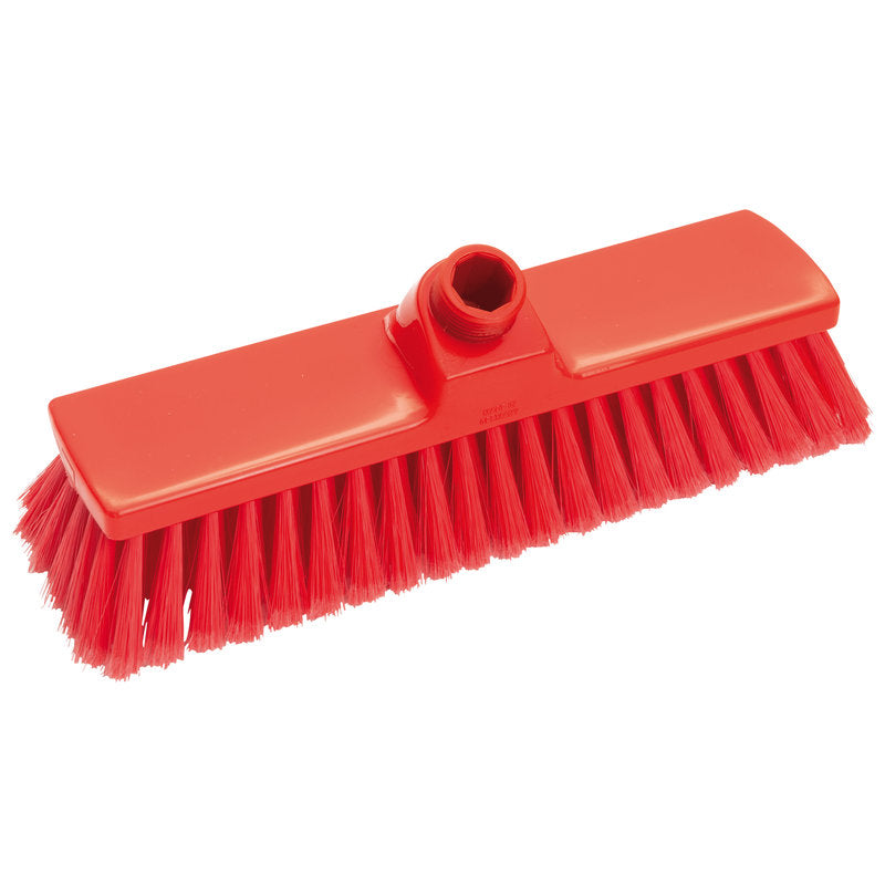 A BROOM, SLIT ø 0.25MM SOFT (300x70x50mm) from Haug Bürsten KG features soft bristles and an angled opening in the plastic base for attaching a handle, shown on a white background.