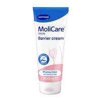 La crème protectrice Hartmann MoliCare Skin 200 ml de la société Paul Hartmann AG, conditionnée dans un tube bleu et blanc de 200 ml, contient le Nutriskin Protection Complex, qui assure une protection au pH neutre et respectueuse de la peau, ainsi qu'une régénération efficace de la zone intime.