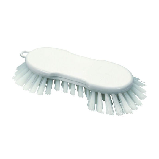 La spazzola per il lavaggio Haug in PBT bianco di Haug Bürsten KG è dotato di fibre rigide in PBT e di un'impugnatura ergonomica, ideale per una pulizia efficiente delle superfici. Dimensioni: 225 x 72 x 55 mm.