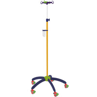 Il supporto per flebo Novocal per reparti pediatrici è dotato di un’asta in alluminio gialla, una base blu, cinque ruote verdi e rosse, ganci e un contenitore trasparente: ideale per abbellire qualsiasi reparto pediatrico. Confezione: 1 pezzo.