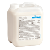 A white 5-liter plastic bottle of Kiehl Impranet Solvent-Free Stone Impregnation by Johannes Kiehl KG, featuring a handle, a screw cap, and a multilingual label with the blue Kiehl logo.