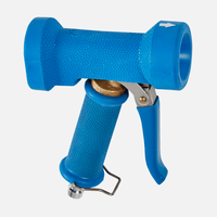 A blue Johannes Kiehl KG Kiehl spray gun, compatible with ARCANTEC, with a connector for 15- and 25-hoses, featuring a textured grip, trigger, and metal locking clip; pictured against a white background.
