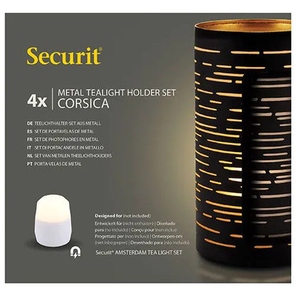 Papstar Portacandele Securit® Ø 8 cm x 15 cm nero/oro